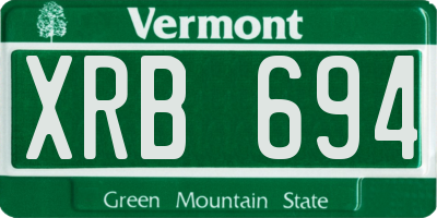 VT license plate XRB694