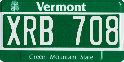 VT license plate XRB708