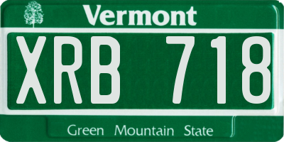 VT license plate XRB718