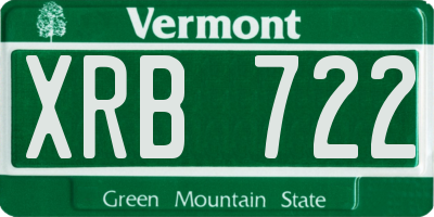 VT license plate XRB722