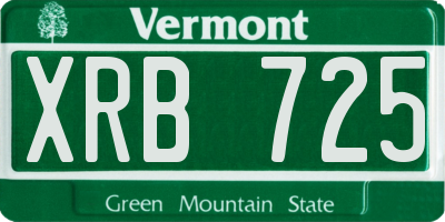 VT license plate XRB725