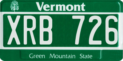 VT license plate XRB726