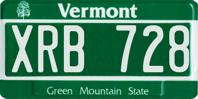 VT license plate XRB728