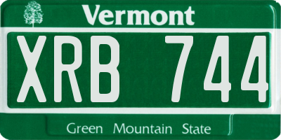 VT license plate XRB744