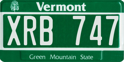 VT license plate XRB747