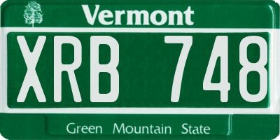 VT license plate XRB748