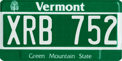 VT license plate XRB752