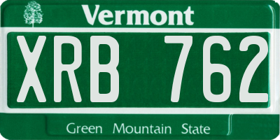 VT license plate XRB762