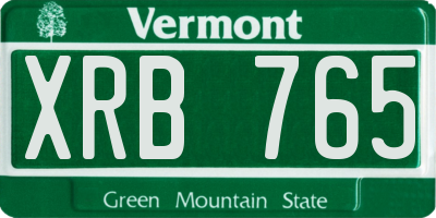 VT license plate XRB765
