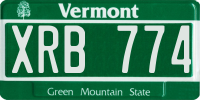 VT license plate XRB774