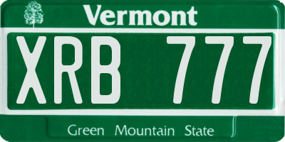 VT license plate XRB777