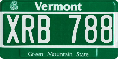 VT license plate XRB788