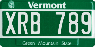 VT license plate XRB789