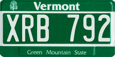 VT license plate XRB792
