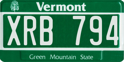 VT license plate XRB794