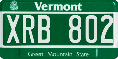 VT license plate XRB802