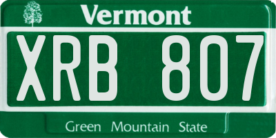 VT license plate XRB807