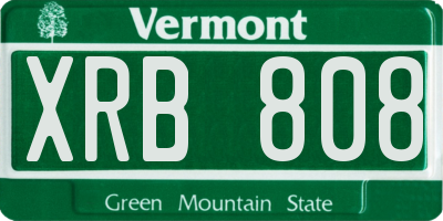 VT license plate XRB808