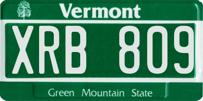 VT license plate XRB809