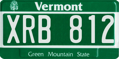 VT license plate XRB812
