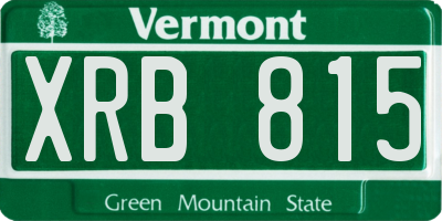 VT license plate XRB815