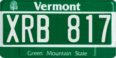VT license plate XRB817