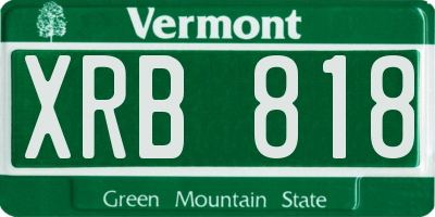 VT license plate XRB818