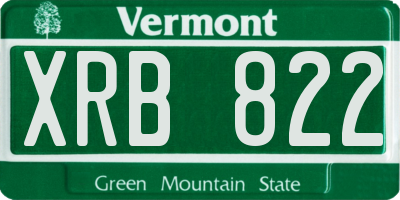 VT license plate XRB822