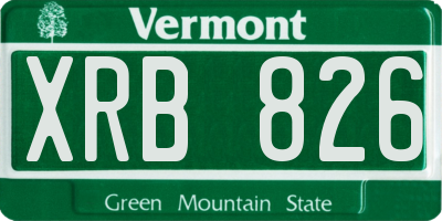 VT license plate XRB826
