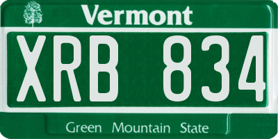 VT license plate XRB834