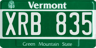 VT license plate XRB835
