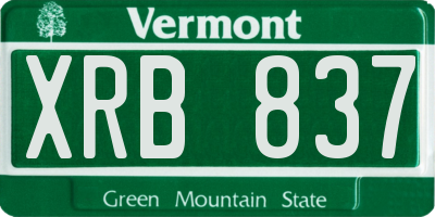 VT license plate XRB837