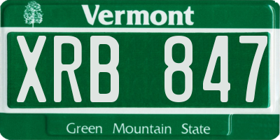 VT license plate XRB847