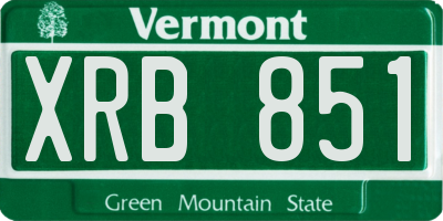 VT license plate XRB851