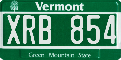 VT license plate XRB854