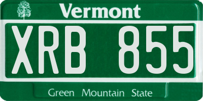 VT license plate XRB855