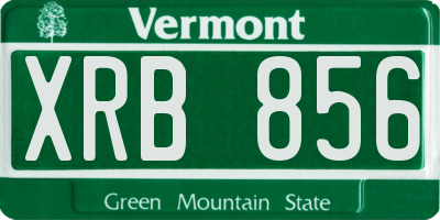 VT license plate XRB856