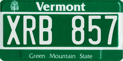 VT license plate XRB857