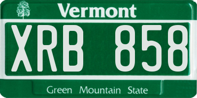 VT license plate XRB858