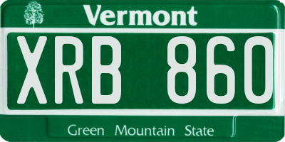 VT license plate XRB860