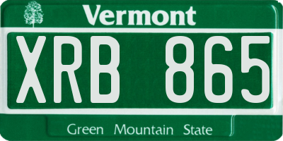 VT license plate XRB865