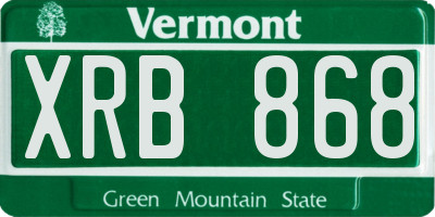 VT license plate XRB868