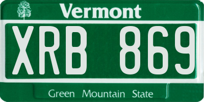 VT license plate XRB869