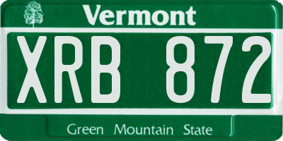 VT license plate XRB872