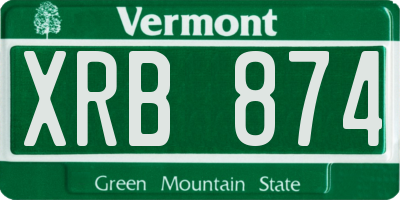 VT license plate XRB874