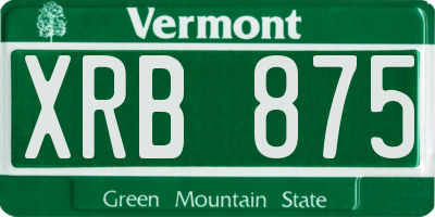 VT license plate XRB875