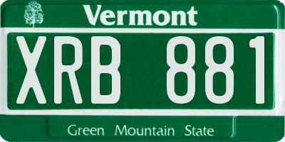 VT license plate XRB881