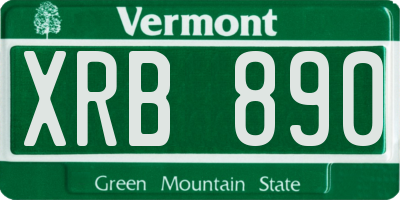 VT license plate XRB890