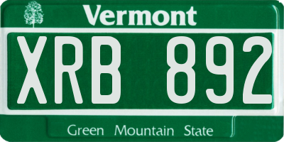 VT license plate XRB892