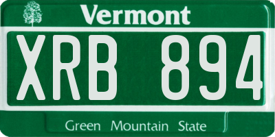 VT license plate XRB894